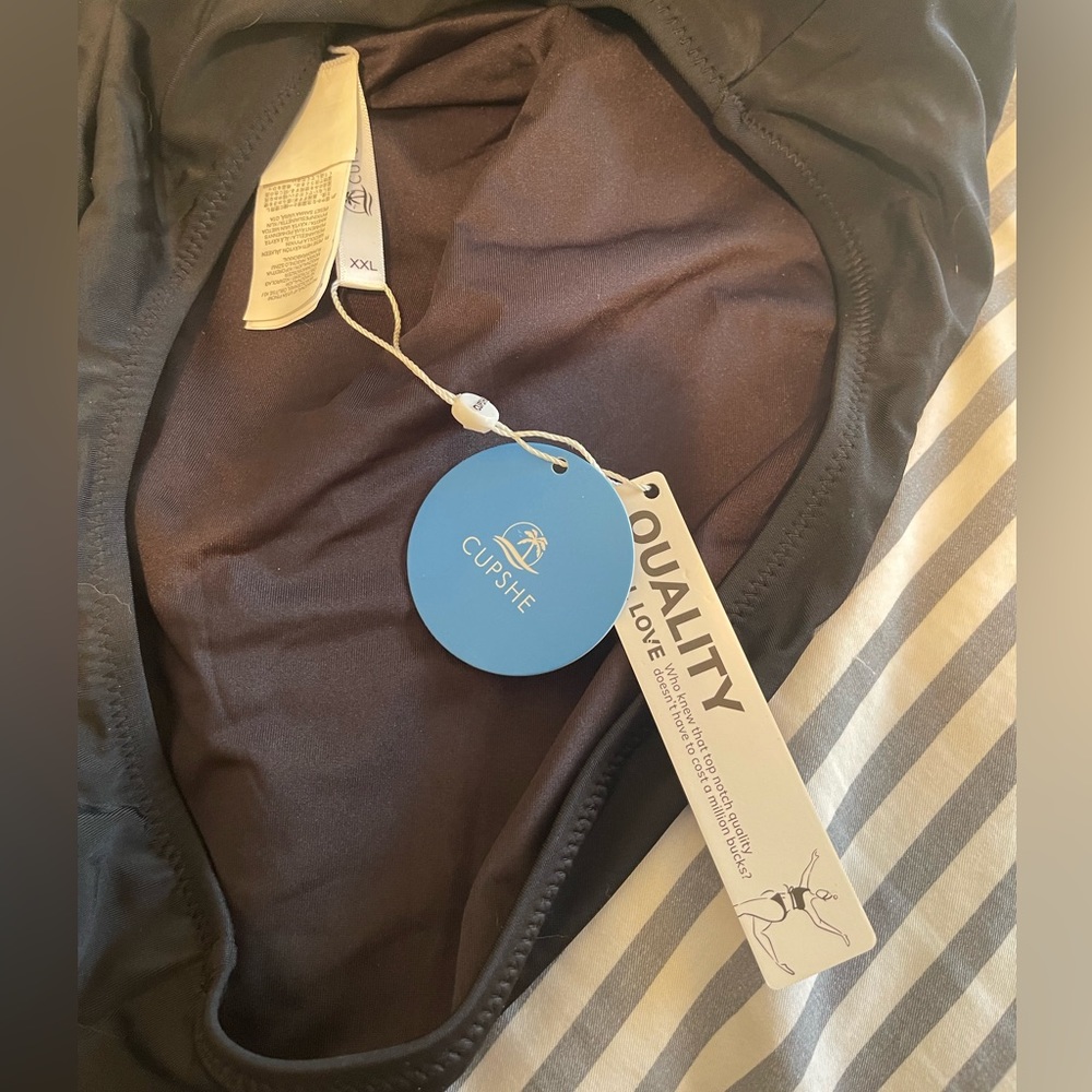 Black and White Gingham Ruched One Piece Swimsuit by Cupshe - Picture 8 of 8